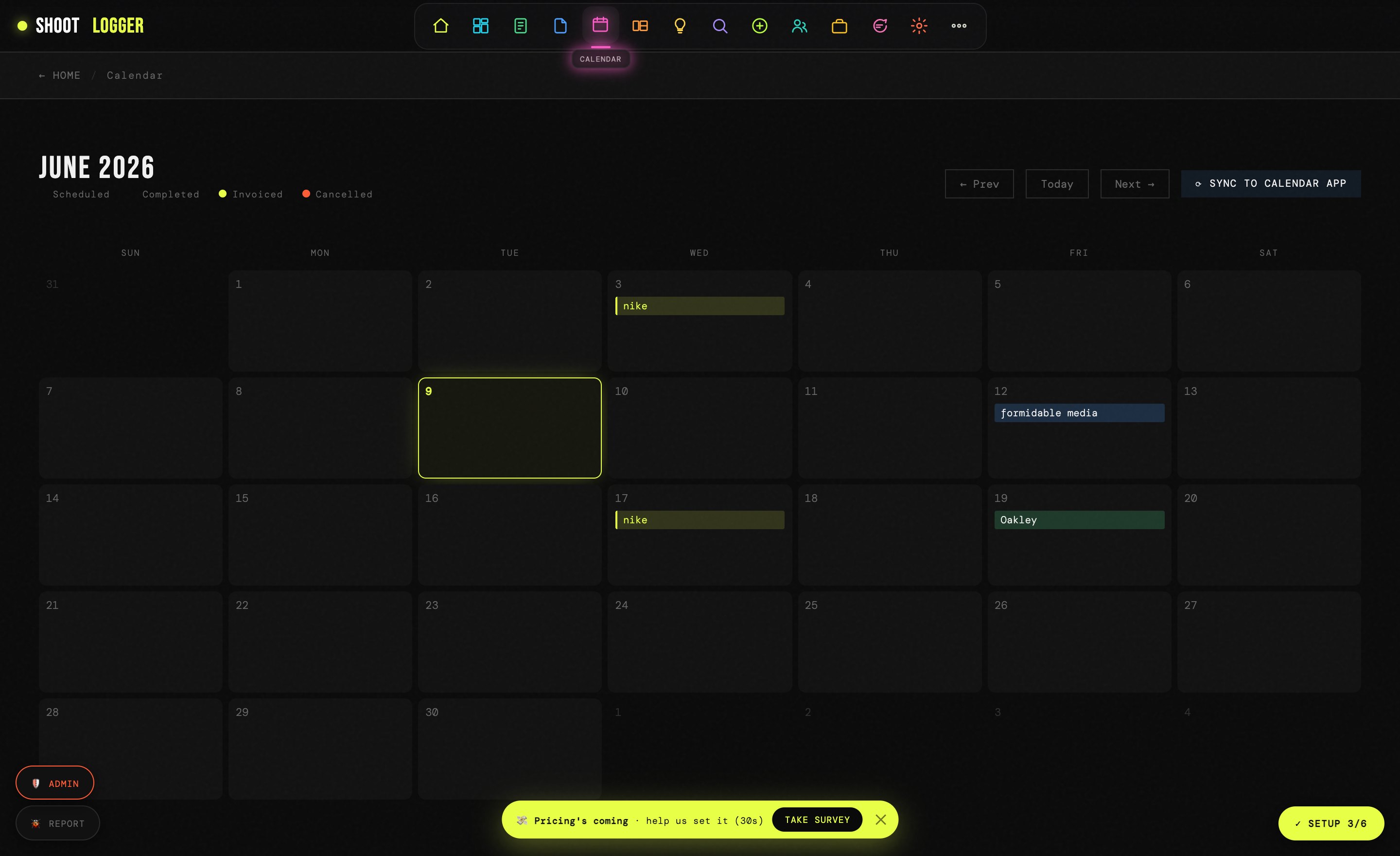 Command center analytics and calendar
